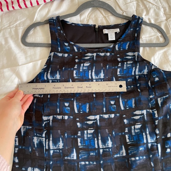 Katherine Barclay Montreal Abstract Print Blue Midi Shift Dress Size 2 - Picture 12 of 13